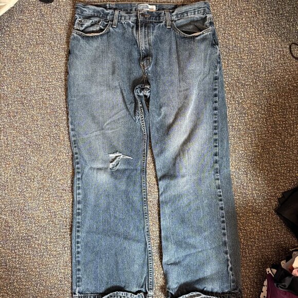 Signature Levi Strauss Bootcut Jeans Mens 38x30 Medium Wash Distressed - Picture 1 of 5
